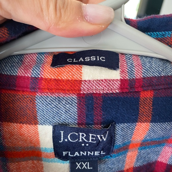 J. Crew Shirt Orange Blue Plaid Classic Fit Long Sleeve Button Up Flannel XXL - Picture 4 of 4